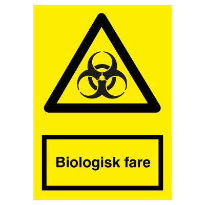 Biologisk fare, advarselsskilt 148x105 mm (A6), Plast