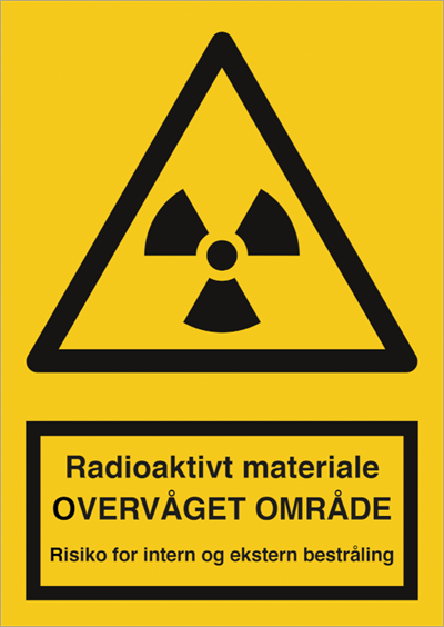 Radioaktivt materiale - Overvåget område (A4) Plast