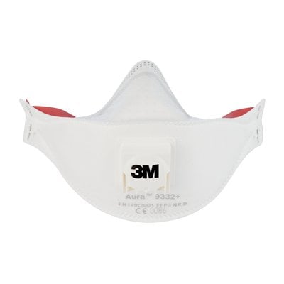 3M&trade; Aura&trade; støvmaske, FFP3, med ventil, 9332+, Karton med 120 stk.
