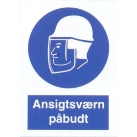 Ansigtsværn påbudt, påbuds skilte, hård plast 297 x 210 mm