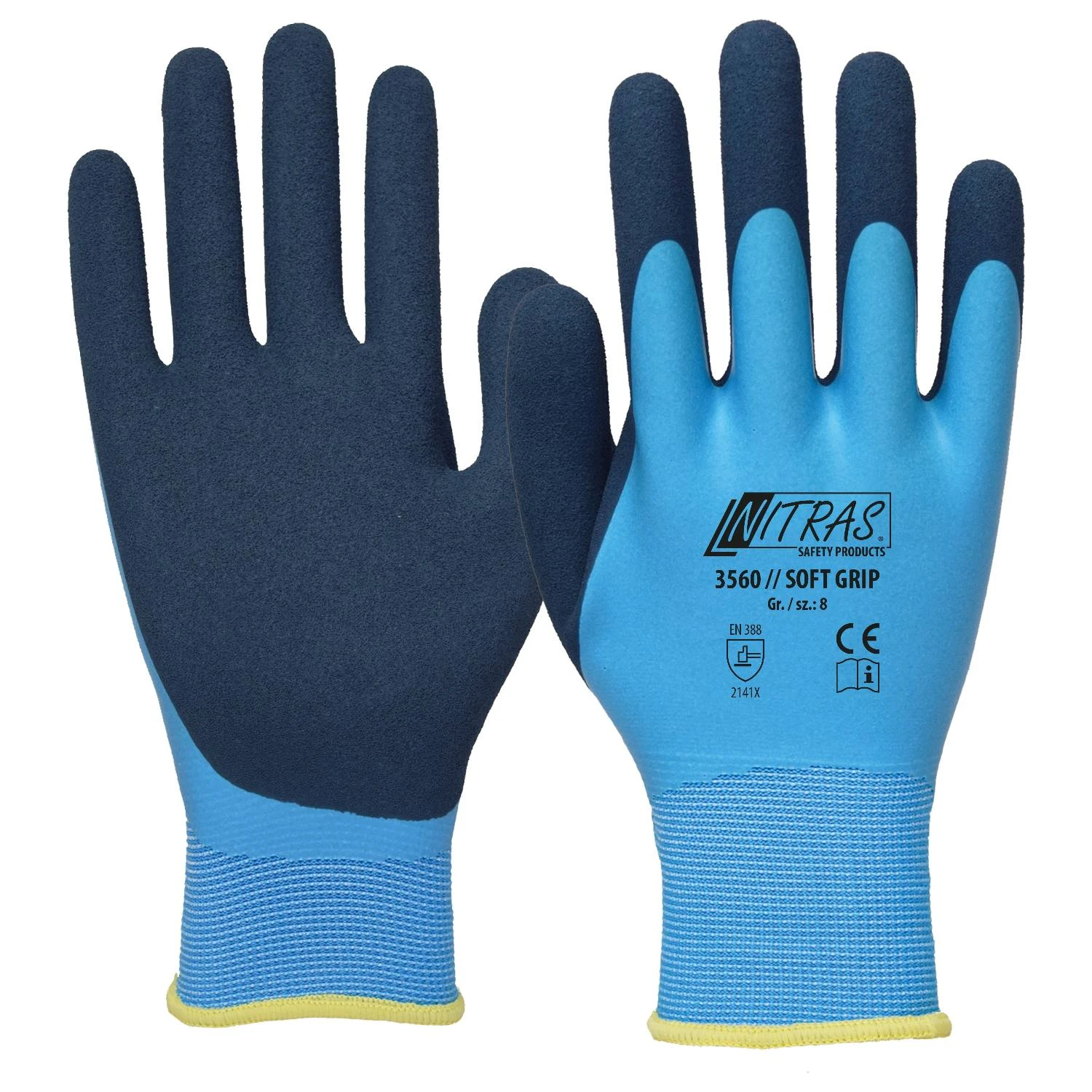 Nitras 3560 SOFT GRIP polyester handsker med dobelt Latex skum belægning 10 - XL