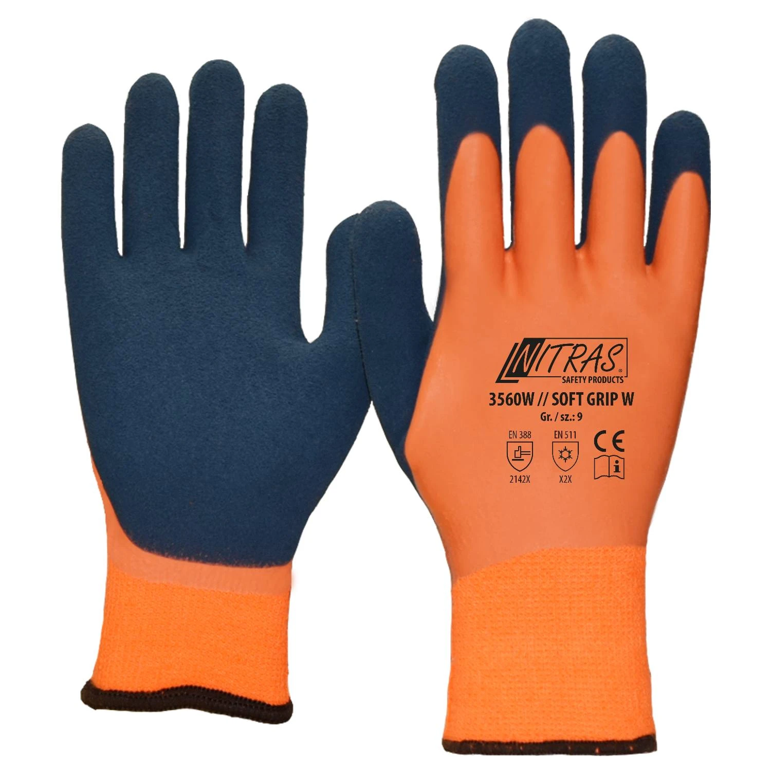 Nitras 3560W SOFT GRIP W vinterhandsker, nylon heldækket med Latex belægning 10 - XL