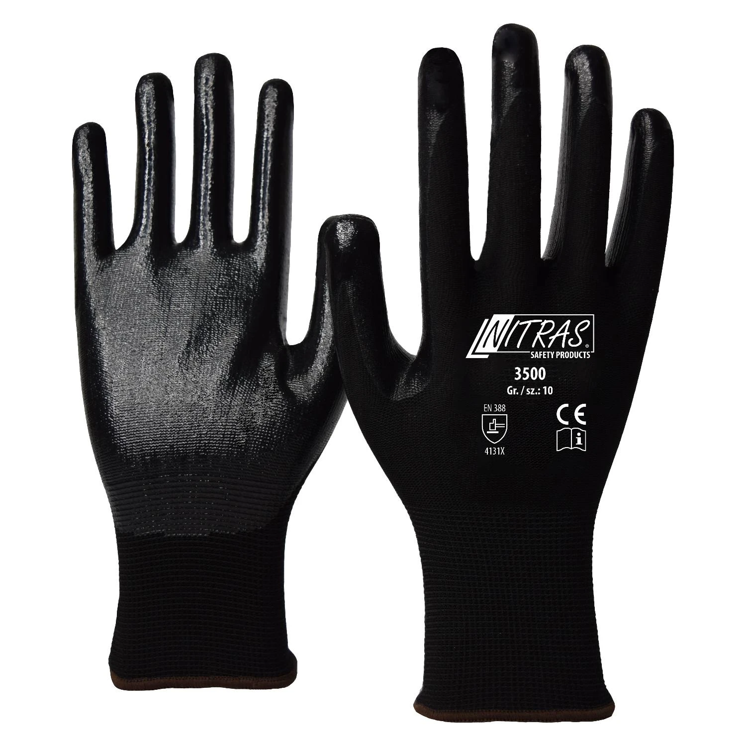 Nitras Nitril sort Nylon montagehandsker 3500 10 - XL