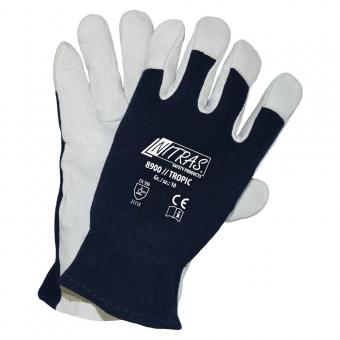 Nitras Tropic Nappa Leather Handsker med blå stof overhånd 8900 8 - M