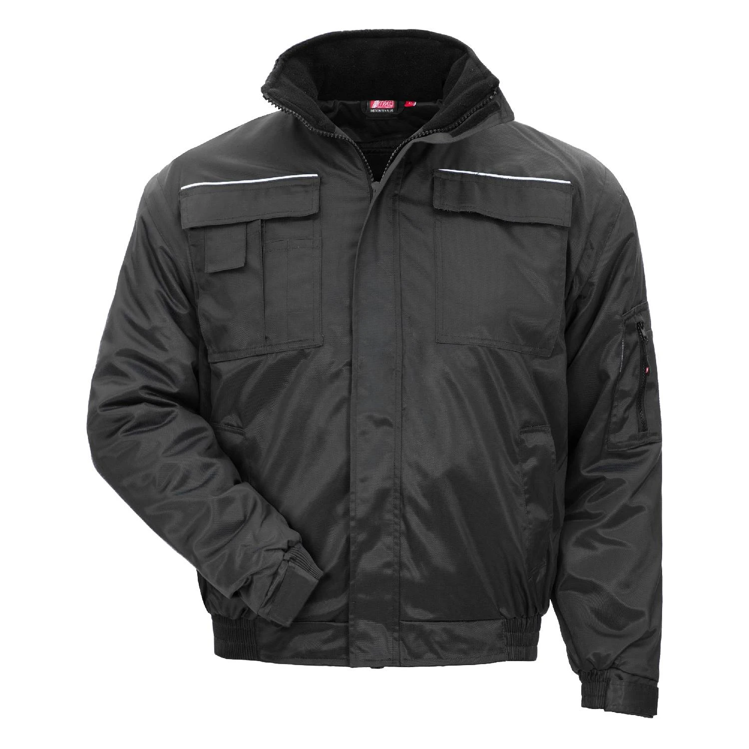 Nitras 7120 MOTION TEX PLUS Sort vinterjakke 4 -i-1 pilotjakke med aftagelige ærmer indsyet refleks 2-vejs lynlås med vindstopper 240 g/m², 60 %