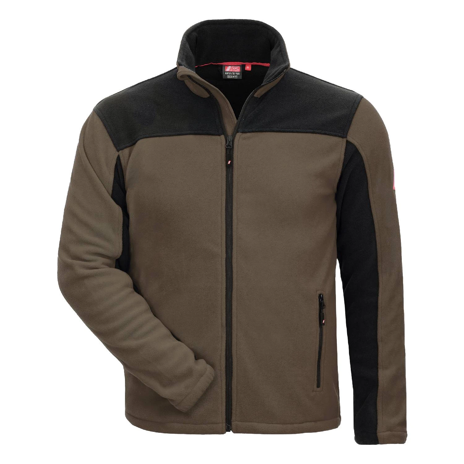 Nitras 7047 MOTION TEX PLUS Brun sort kraftig Fleece jakke God varmeisolering takket være det tykke materiale, Sidelommer med lynlås 100 % polyeste