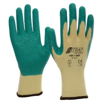 Nitras 1603 GRIP Grøn Brolægger handske med latex i Gul/Grøn 10