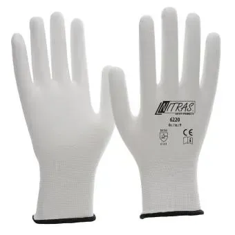 Nitras 6220 Hvid Strikket Nylon Handske uden cenerende sømme 10