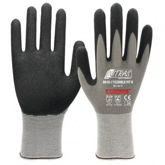 NITRAS 8810 Flexible Fit K Arbejdshandsker - montagehandsker nitril skumbelægning med Kyorene special fiber som giver en perfekt komfort - EN 388 - Gr