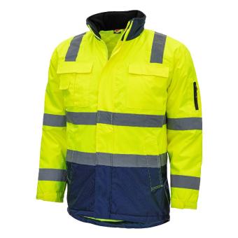 Nitras 7145 MOTION TEX VIZ Neon gul arbejdsjakke polyester to bryst- og sidelommer (med indvendig loop til identitetskortholder), smartphonelomme in