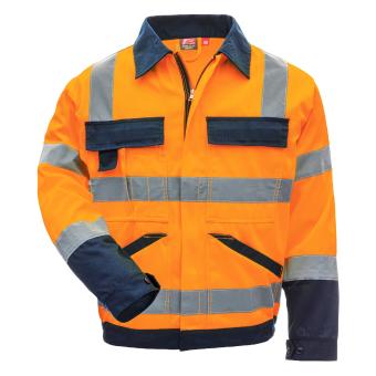 Nitras 7573 MOTION TEX VIZ Orange arbejdsjakke bomuld polyester 280 g kvm, åndbart og letvægt materiale, høj slid komfort, justerbare manchetter med