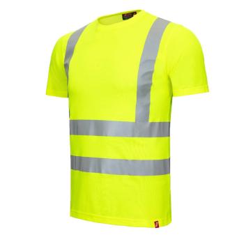 Nitras 7008 MOTION TEX VIZ gul T-Shirt polyester bomuld klasse 2 høj slid komfort takket være blødt materiale, rib i halsudskæring Medium