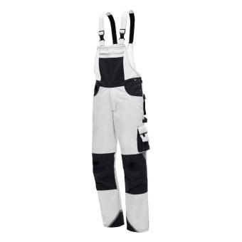 Nitras 7623 MOTION TEX PLUS Hvid grå Overall polyester bomuld 280 g/m², åndbart materiale, høj slid styrke, elastisk talje, forstærkninger lavet af