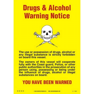 Drugs & Alcohol Warning 297x210 mm