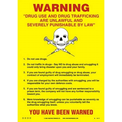Drugs & Trafficking Warning 210x148 mm
