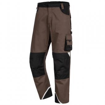 Nitras 7617 MOTION TEX PLUS Brun / sort polyester bomuld arbejdsbenklæder 280 g/m², åndbart lårlommer med klapper, lomme med ekstra lomme, knælommer