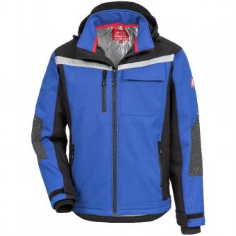 Nitras 7181 MOTION TEX PLUS blå / sort Softshell arbejdsjakke med windbreaker , 340 G/m2, høj bære comfort takket være blødt softshell -materiale med