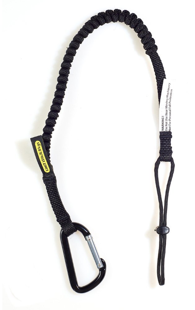 Elastisk værktøjsstrop med aluminimums karabonhage op til 6,8 kg længde fra 66 - 111 cm