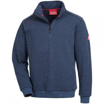 Nitras 7036 MOTION TEX PLUS marineblå 400 grams kraftig arbejds pullover Åndbar og behagelig at bære takket være en blød børstet underside. Strikkede