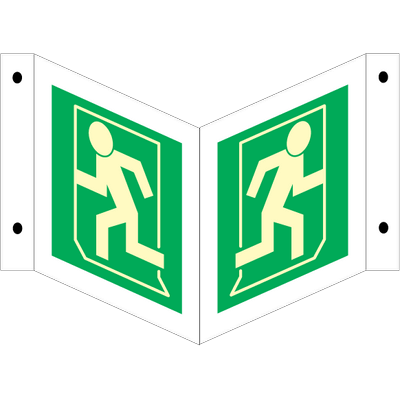 Exit vinkelskilt 200x200 mm efterlysende aluminium