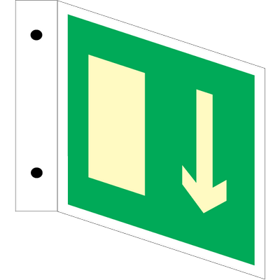 Exit arrow down 200x200 mm efterlysende aluminium