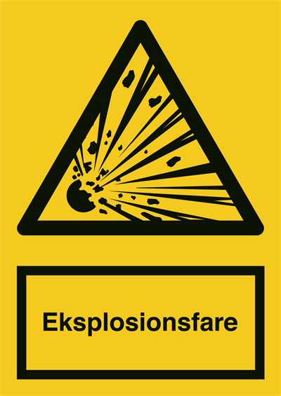 Eksplosionsfare, advarselsskilt A6 (148 x 105 mm), Reflekterende aluminium