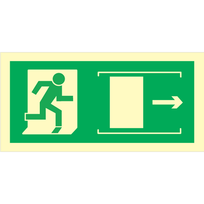 Exit right sliding door Efterlysende selvklæbende 150x300 mm