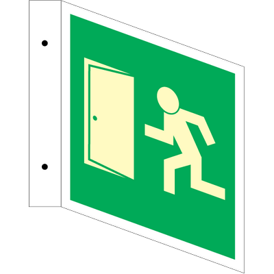 Exit with door Efterlysende aluminium 200x200 mm