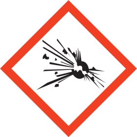 Eksplosiv GHS01 7,5×7,5 mm, faresymbol