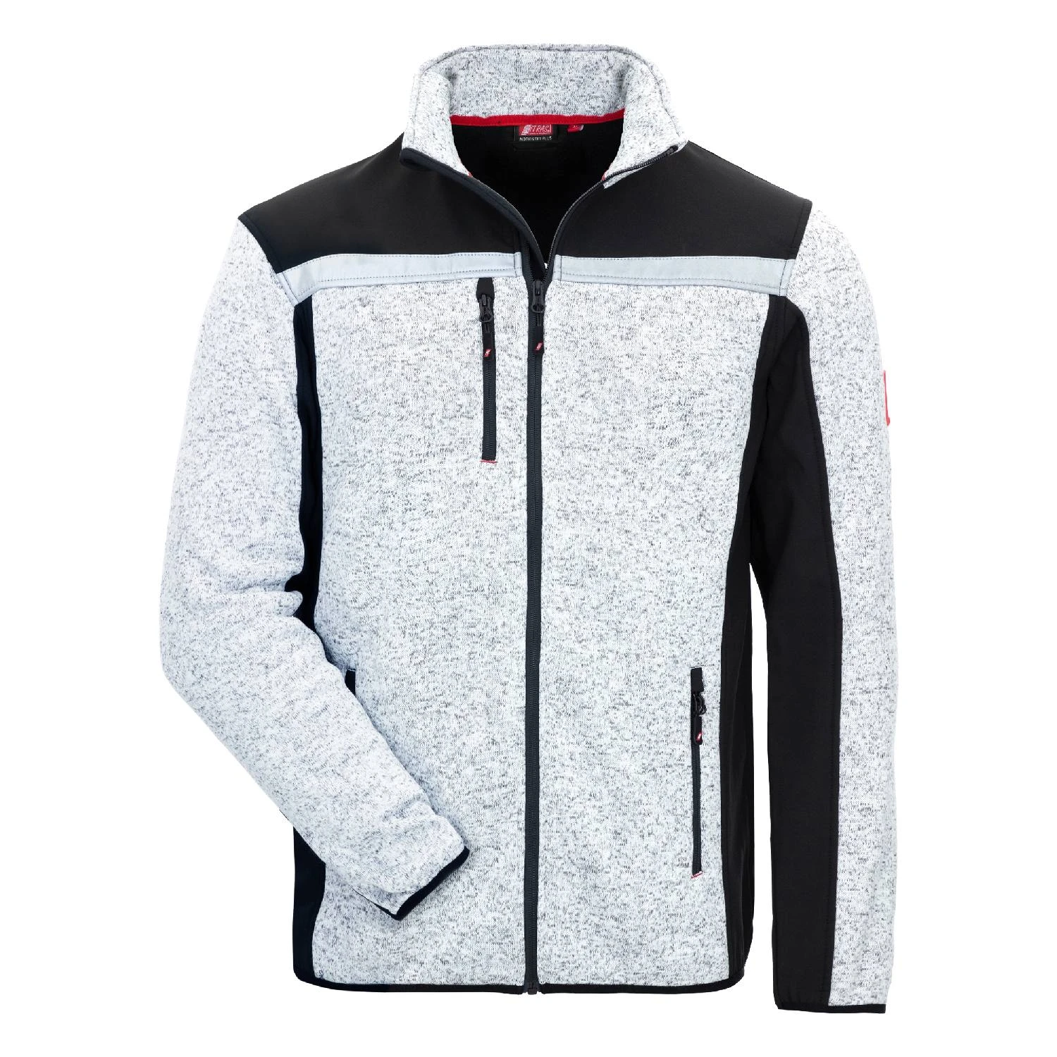 Nitras 7192 MOTION TEX PLUS lys Softshell jakke grå/hvid 320 g/m², åndbart strikket materiale, forlænget ryg 2XL