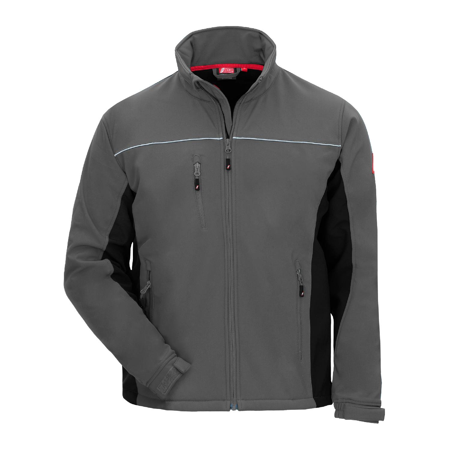 Nitras 7152 MOTION TEX LIGHT Softshell jakke grå 310 G / m² Elastik og velcro ved håndled 2 sidelommer med lynlås Brystlomme med lynlås Inderlomme me