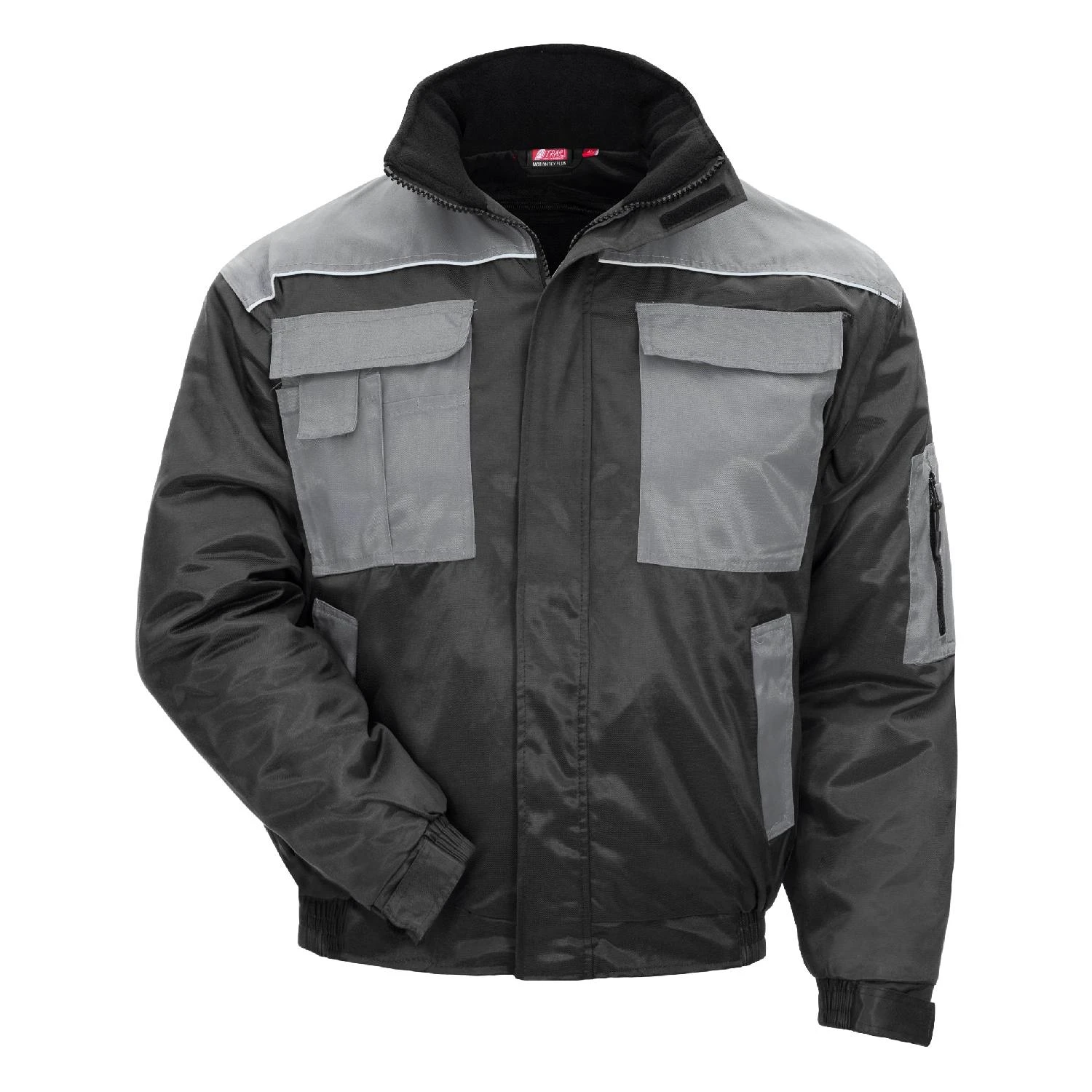 Nitras 7130 MOTION TEX PLUS 4 -i-1 Pilotjakke aftagelige ærmer og for sort/grå 240 g/m2 . 60 % bomuld, 40 % polyester Medium