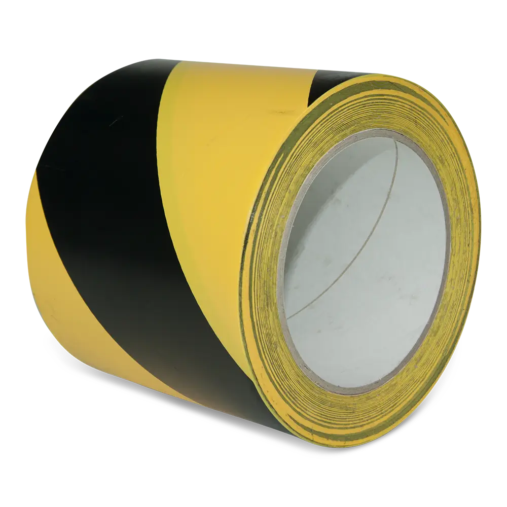 Gulvtape - Gul/sort til afstribning - 100 mm x 33 m