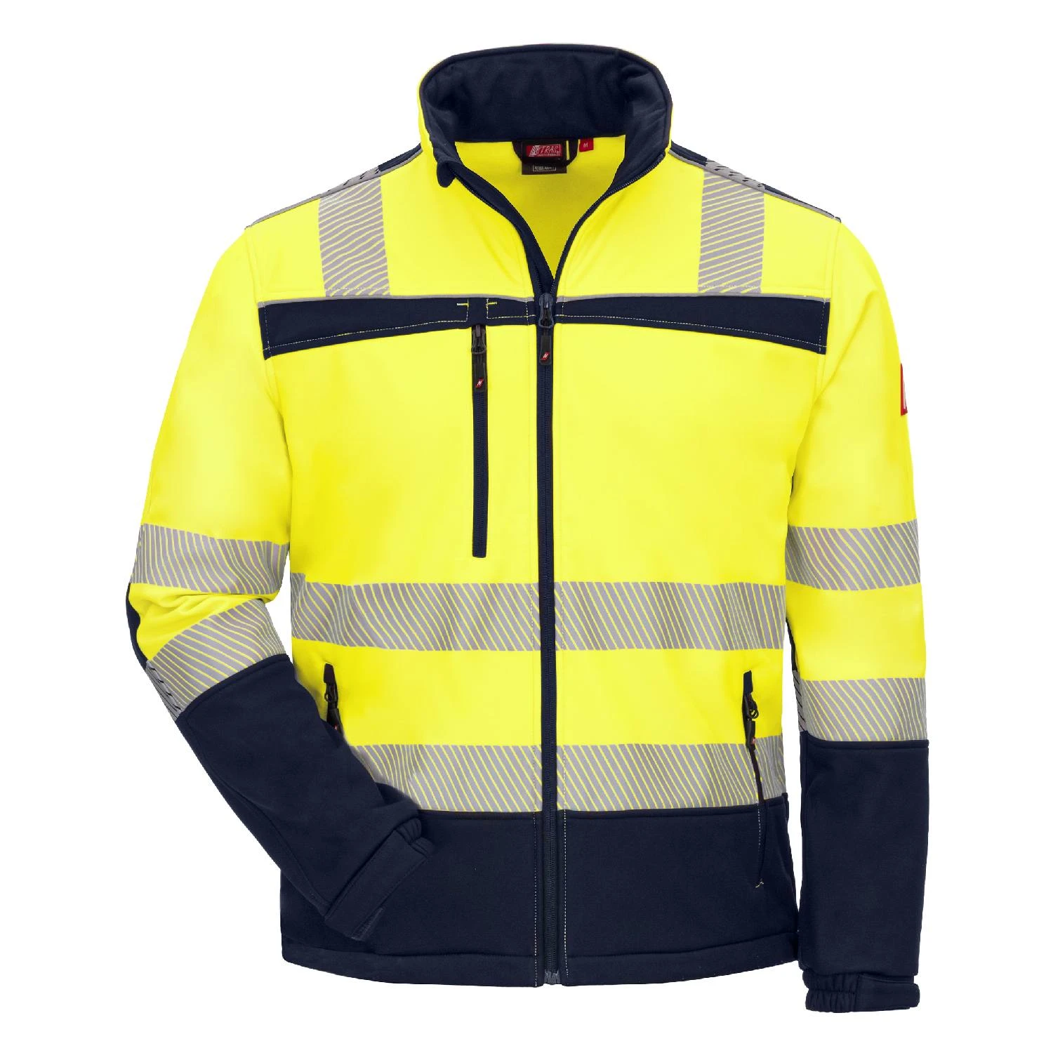 Nitras 7172 MOTION TEX VIZ sporty design Softshell jakke vand og vindafvisende forlænget ryg Regular Fit 310 g/kvm Fluoriserende gul, 4XL