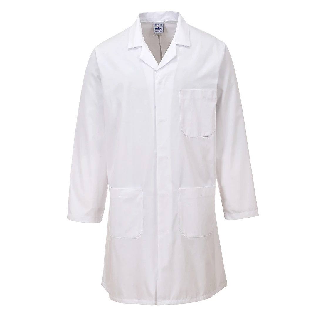 Standard kittel 2852 - med lommer, trykknapper og brystlomme Hvid, 5XL