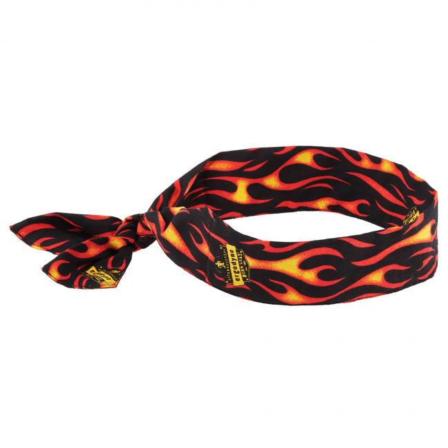 Chill-Its 6700 kølende pandebånd, bandana med fordampnings teknologi, bindes lukket Flames