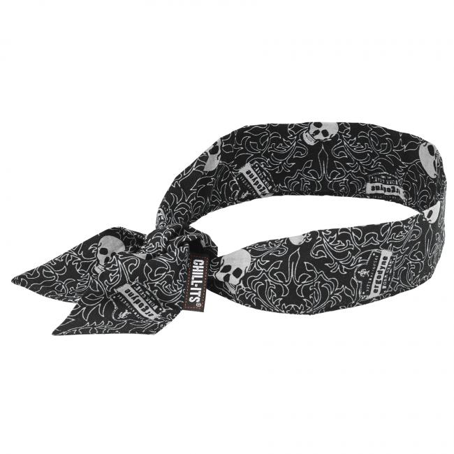 Chill-Its 6700 kølende pandebånd, bandana med fordampnings teknologi, bindes lukket Skulls