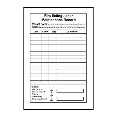 Fire Extinguisher Maintenance Record, 150 mm x 100 mm klistermærke