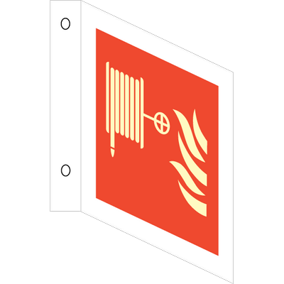 Fire hose reel, 1-sidet vinkelskilt, 200 x 200 mm