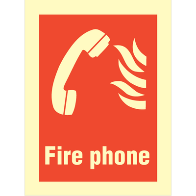 Fire phone, symbol og tekst, 200 x 150 mm
