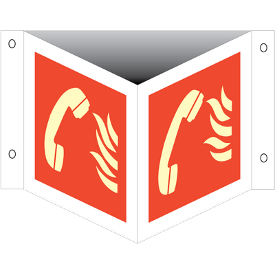 Fire phone, 2-sidet vinkelskilt, 200 x 200 mm