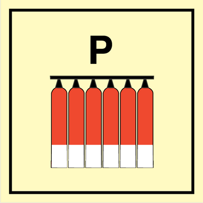 Fixed fire extinguisher battery - P, 150 x 150 mm