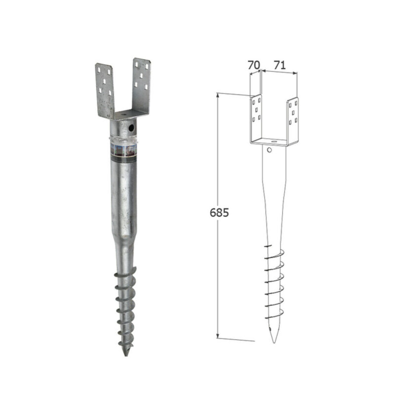 Premium heavy-duty Jordpløkker / stolpestøtteskruer, 685 mm 81mm