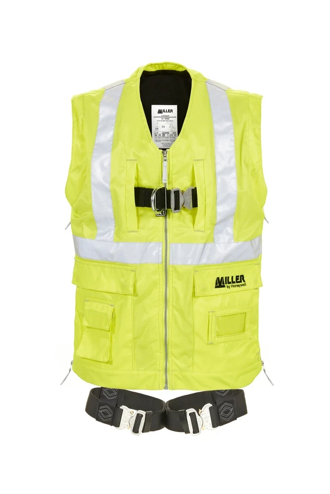 Miller H-500 med quick release spænde, 2-punkts faldsikringssele med fluorescerende vest 3 - XL