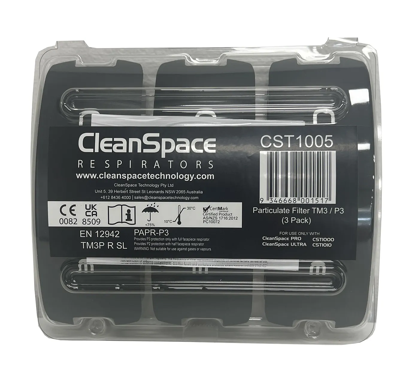 Partikelfilter TM3 P3 CleanSpace, pk a 3 stk, PRO og ULTRA power