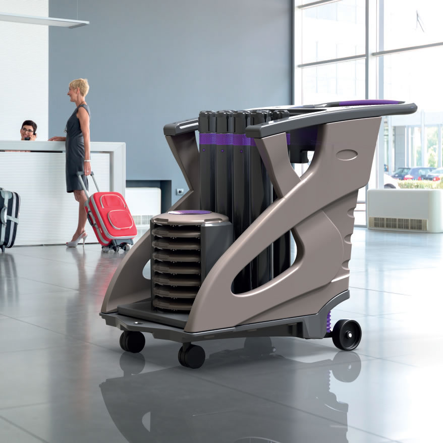 Skipper Unicart Multifunktionel Trolley Lilla inkluderer 8 Skipper Q stolpe- og baseenheder