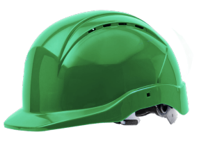 Sikkerhedshjelm med stilleskrue i HDPE matriale som giver en lav vægt kun 370 gram - Nitras 9500 Head Protect Grøn