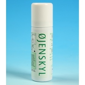 Øjenskyllespray, lille flaske a 50 ml steril sodiumclorid-vand lige til at have i lommen eller i bælteclips