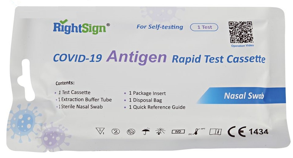 RightSign Covid-19 Antigen Rapid Test Cassette | lille pakke (enhed: 20 sæt)
