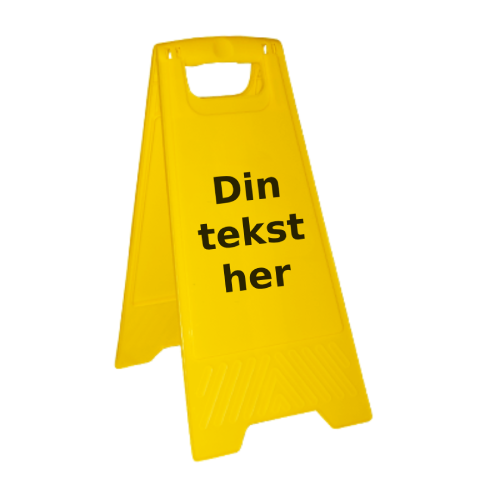 Fritstående skilt med valgfri tekst og piktogram, 300 x 600 mm i polystyren plast